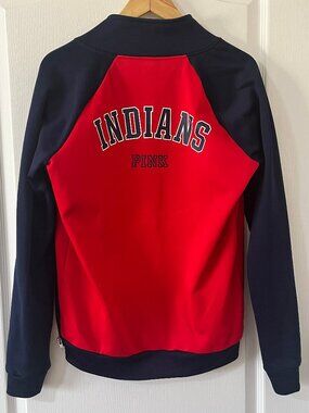 Pink Victoria's Secret Cleveland Indians 5th & Ocean MLB Fleece Jacket Medium